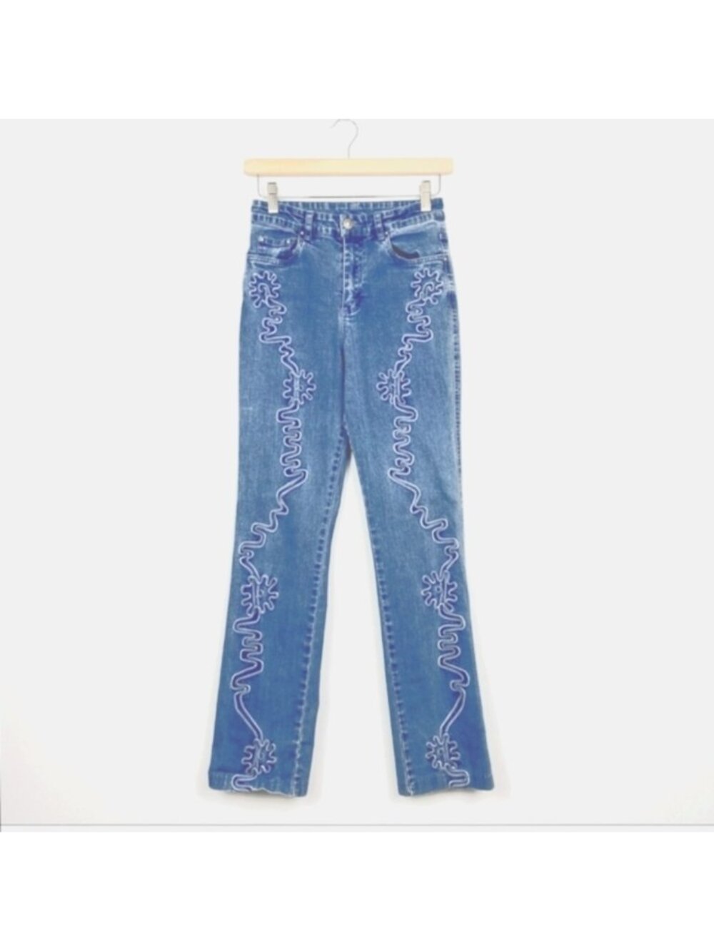 Y2K stretch Pipping with bling Jeans